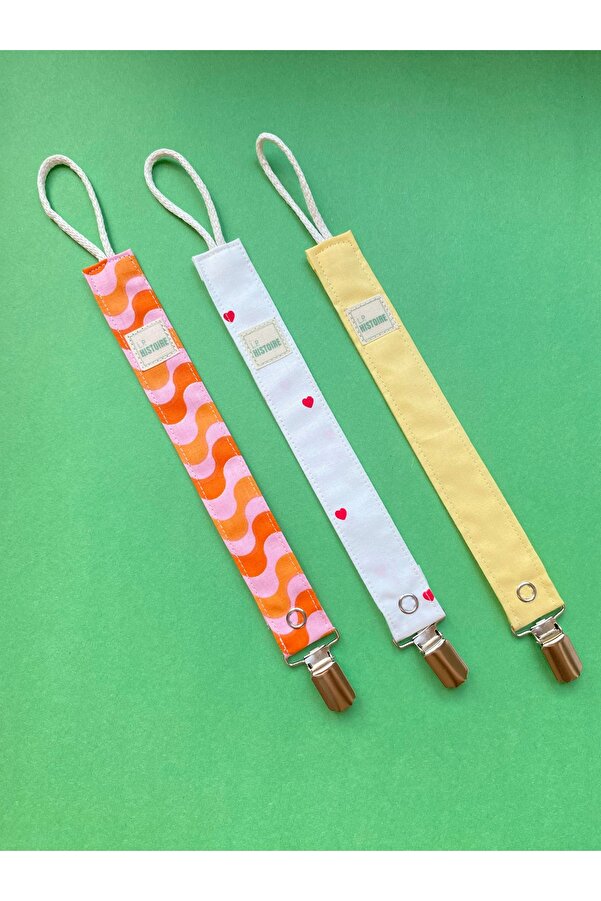 Le Petite Histoire 3'lü Emzik Askısı - Emzik Zinciri %100 Pamuk - Yıkanabilir