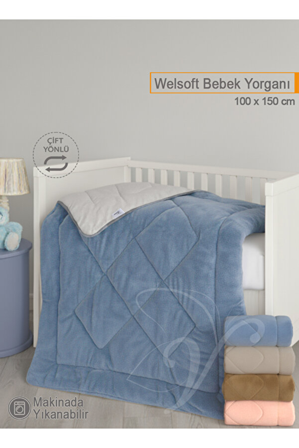 Vionel Home Lüks Welsoft Bebek Yorganı | 100x150 cm | Çift Taraflı Kullanım | Kuzu Tüyü Yumuşaklığı