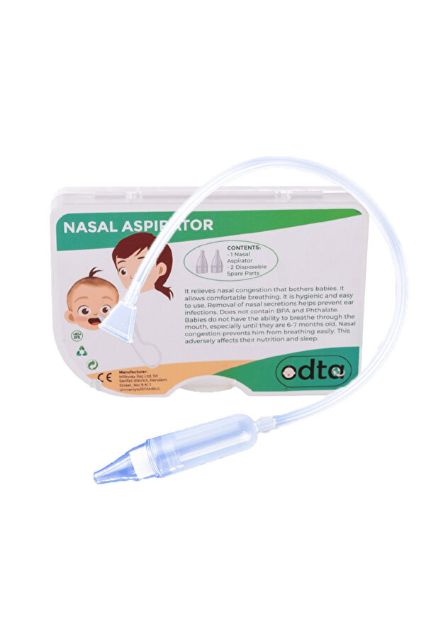 ODTA Bebek Burun Aspiratörü | Nazal Aspiratör | 2 Ekstra Sünger | 2 Ekstra Yedek Başlık | Bpa Free