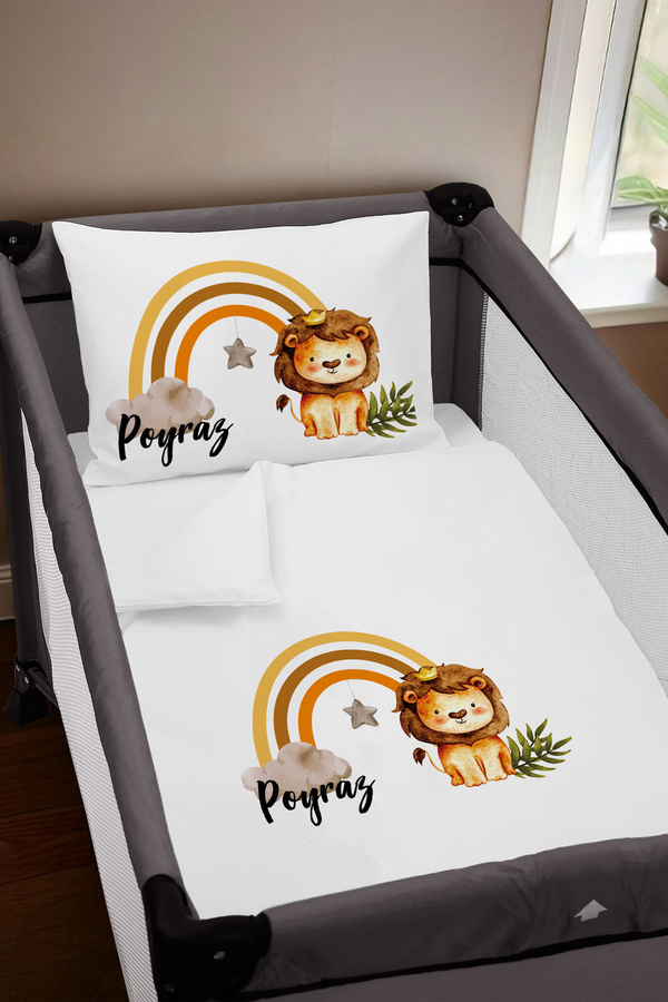 Homamia Isme Özel 75x120 Park Yatak Beşik Nevresim Takımı Aslan