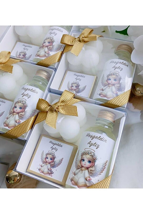 3DLuxeDekor Çikolata Mum Kolonya Hediyelik 10 ADET (Bebek, Söz, Nişan, Kına, Düğün, Mevlid)