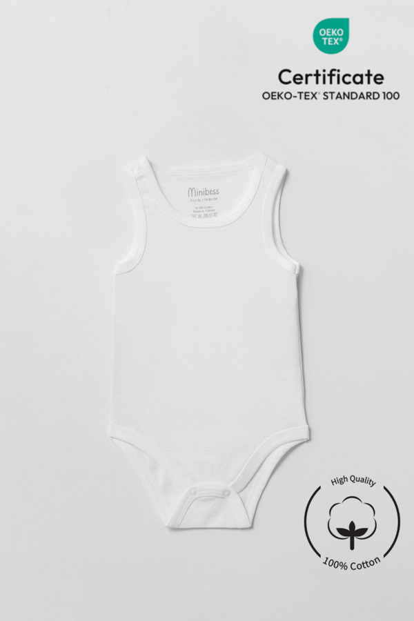 Minibess %100 Pamuk 3 lü Beyaz Atlet Çıtçıtlı Bebek Body