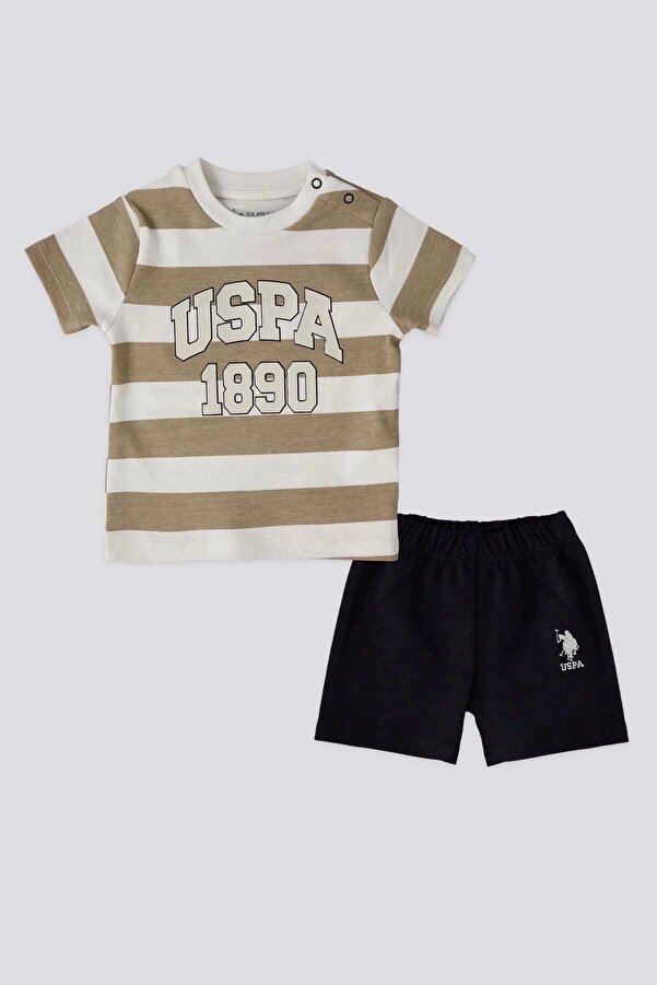U.S. Polo Assn. Erkek Bebek 2 Lı Kısa T-shırt Takım - Krem