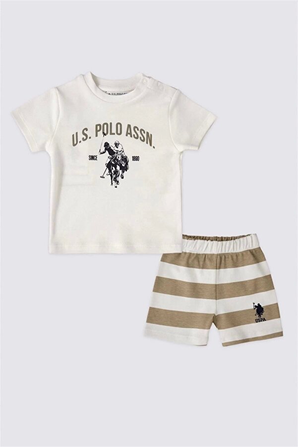 U.S. Polo Assn. Erkek Bebek 2 Lı Kısa Kol T-shırt Takım - Krem
