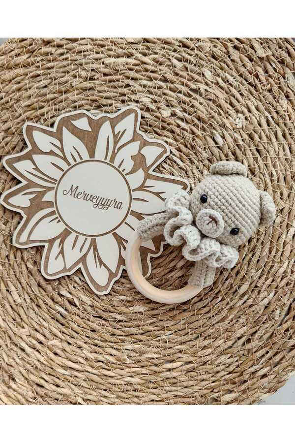 Merveyyyra Pamuk İpliğinden Örgü Ayıcık Çıngıraklı Diş Kaşıyıcı