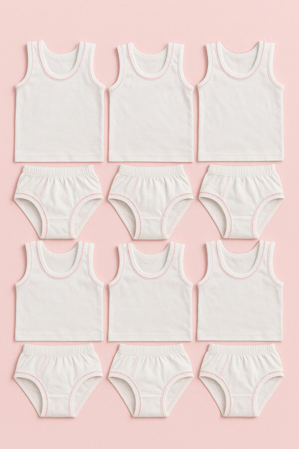 mini kanka Bebek Kız 6 Adet Atlet-Külot Pamuklu Atlet ve Külot İç Giyim Seti Nefes Alan Yapı 6 atlet 6 külot
