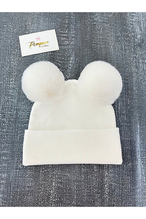 pempem bandana kız bebek çocuk iri peluş ponponlu kaşkorse bere