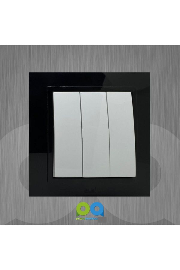 ELBİ-Zena Triple Switch Socket with Frame Black and White Color 1