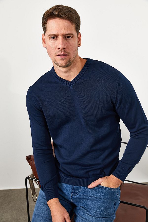 Bianco Lucci-Men's Soft Basic Sweater - Erk1029 1