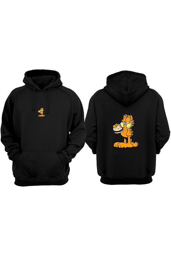 VectorWear Garfield Hoodie 100 Cotton Black Sweatshirt Trendyol