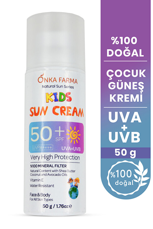OnkaFarma Onka Farma Doğal Çocuk Güneş Kremi 50+ SPF Faktör - 2 Yaş Üzeri Kullanım - Dermotolojik Testli