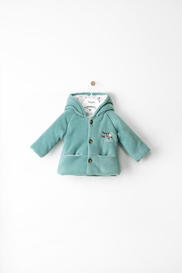 Babydola 0-2 Yaş 2.5 Tog Pamuk Astarlı Polar Kapşonlu Erkek Bebek Çocuk Kaban Mint 12522