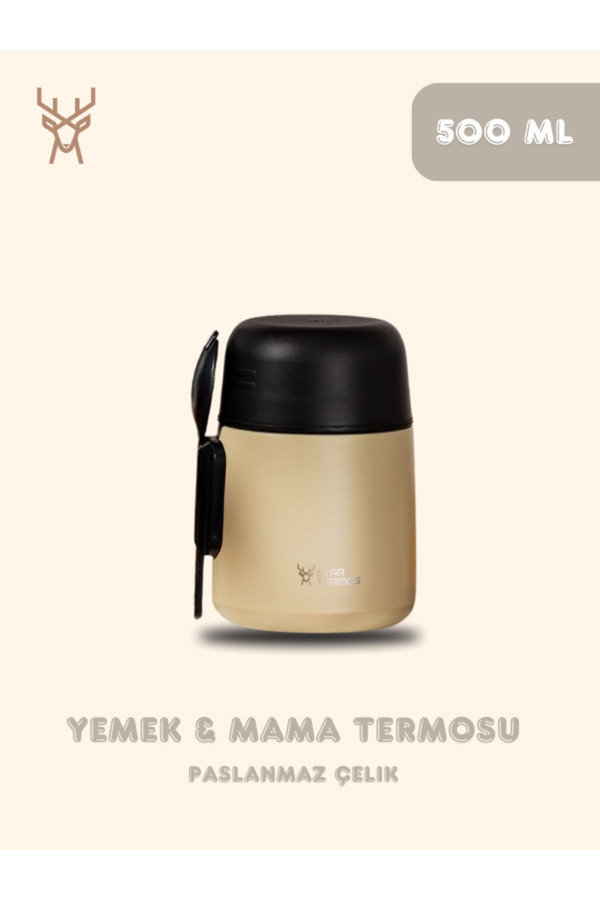 Star Termos Yemek & Mama Termosu 500 ml - Krem | 8 Saat Sıcak, 12 Saat Soğuk 48 Saat Buz Tutma
