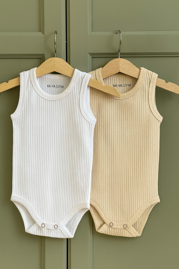 KA-HA Giyim %100 Pamuklu 2'li Çıtçıtlı Bebek Body Zıbın / Pamuklu Bebek Atlet / Bebek Çıtçıtlı / Organik