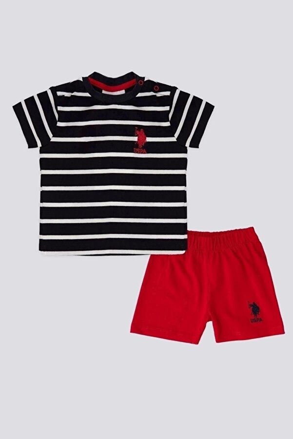 U.S. Polo Assn. Lisanslı Snap Kırmızı Erkek Bebek Takımı