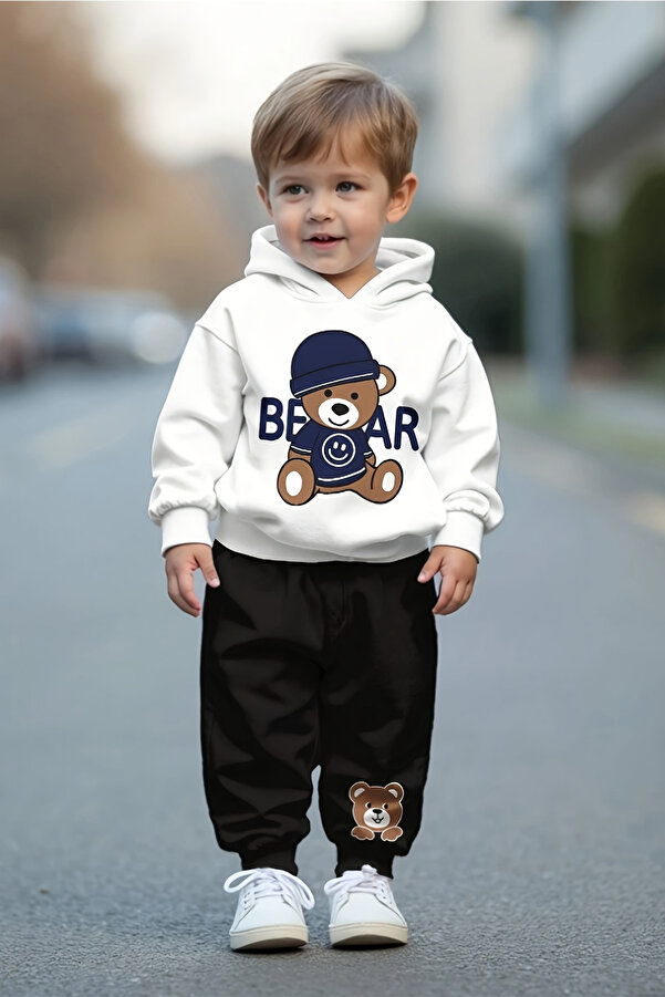 ADABEBEK Premium Bereli Bear Baskılı Alt Üst Bebek Takımı 24489
