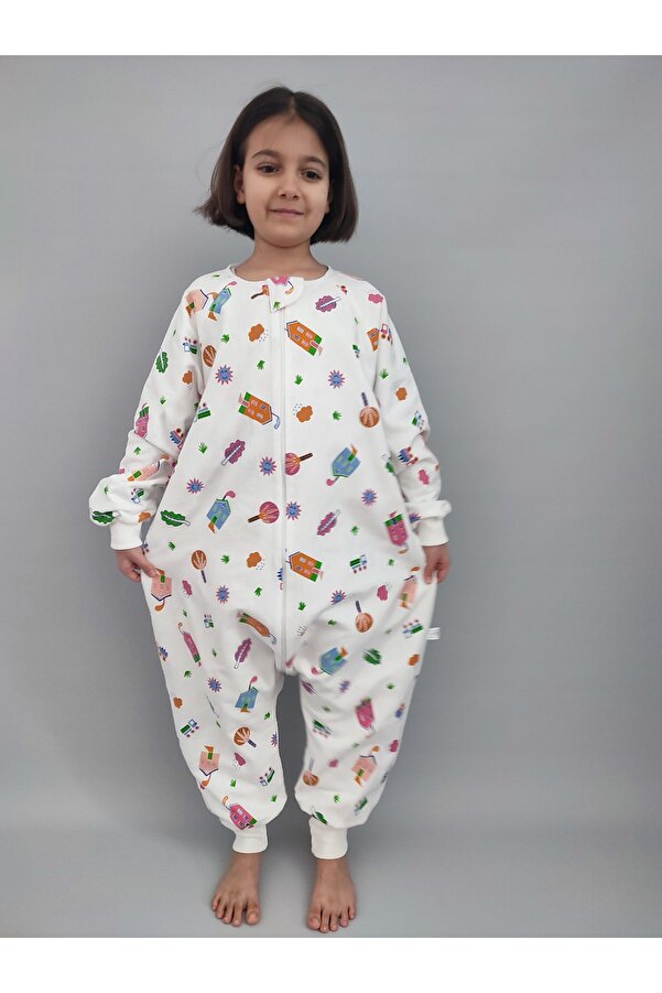 RUKİYE YAVUZ Pamuk Pazen Uzun Kollu Kışlık Kız Çocuk Bebek Uyku Tulumu %100 Pamuk Özel Tasarım 20-24°