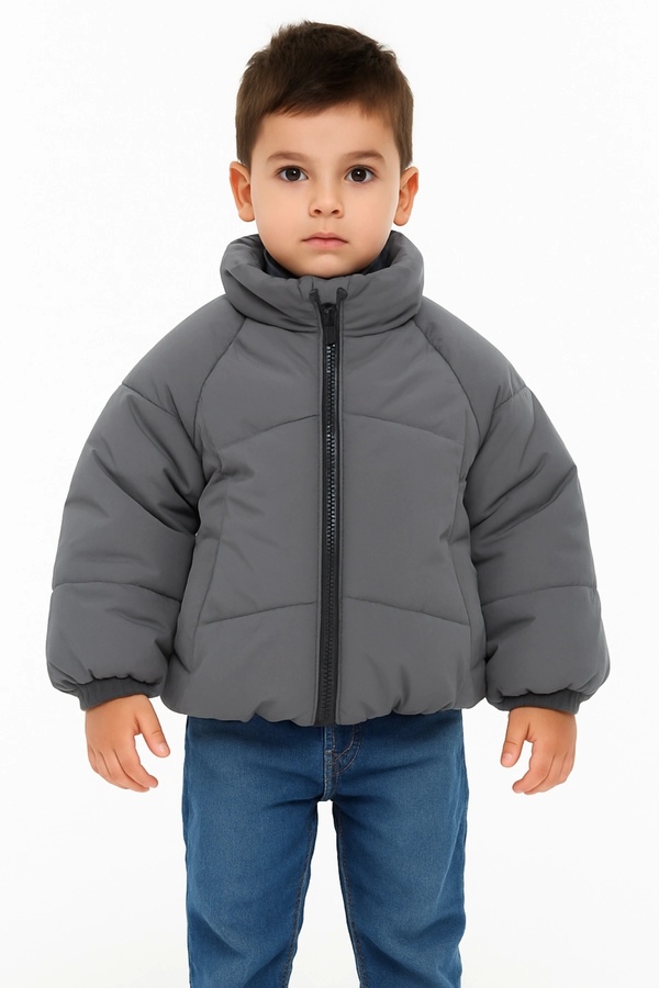 Kidmark Çocuk Modası Çocuk Unisex Fermuarlı Dik Yaka Şişme Mont