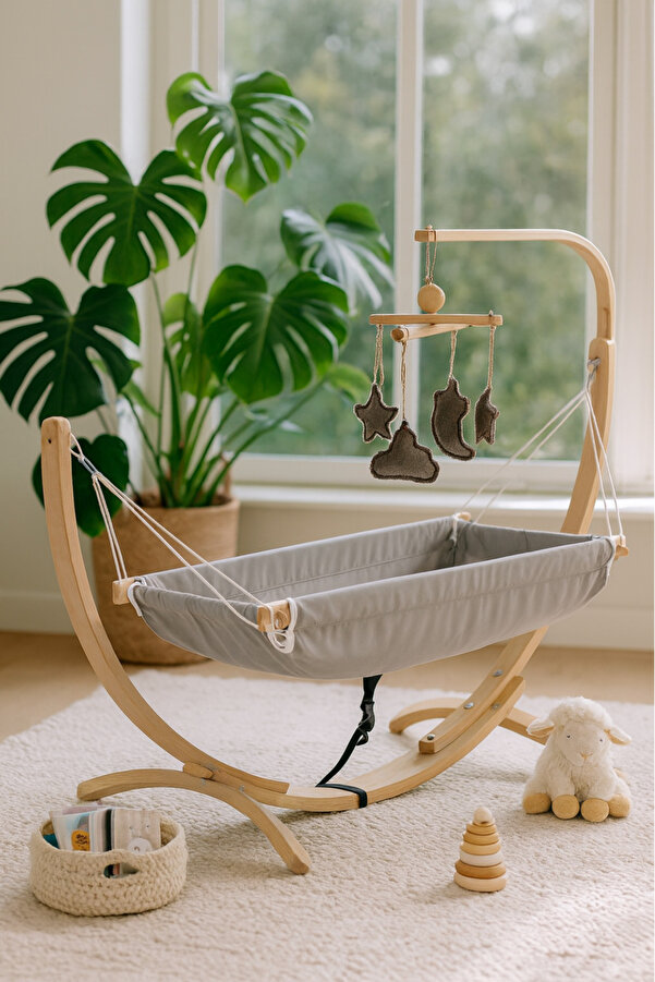 BebeK on For Ahşap Bebek Hamağı (Sallanabilir-Sabitlenebilir ) GRİ MİNDERLİ - OYUNCAKLI (DÖNENCE HEDİYELİ)