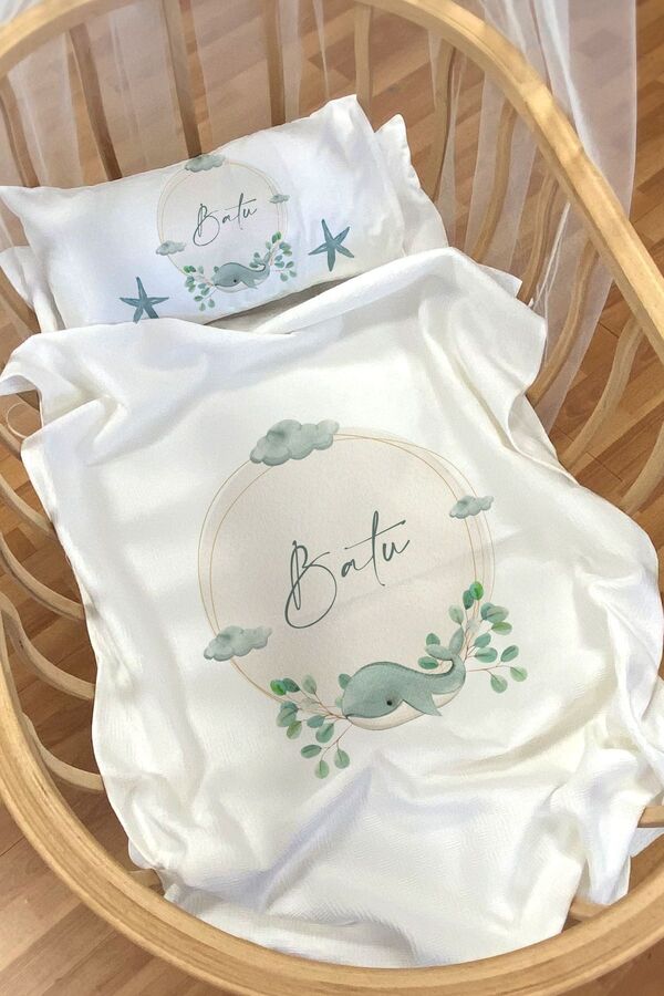 Homamia Isme Özel Pike Seti 70x120 Anne Yanı Ve Park Yatak Balina