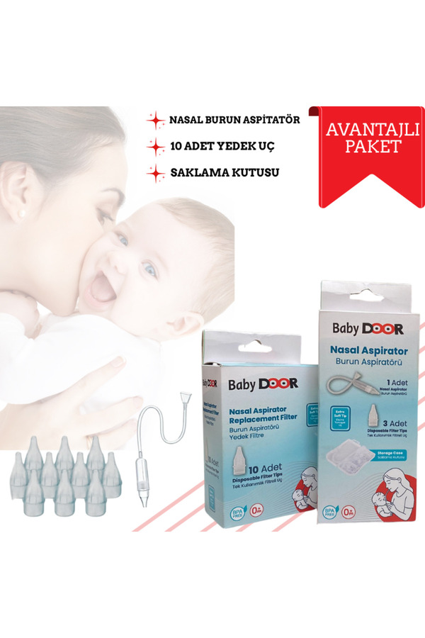 babydoor Nasal Burun Aspiratörü Seti Ve 10 Adet Yedek Uç Bebek Burun Temizleyici Nazal Başlangıç Set