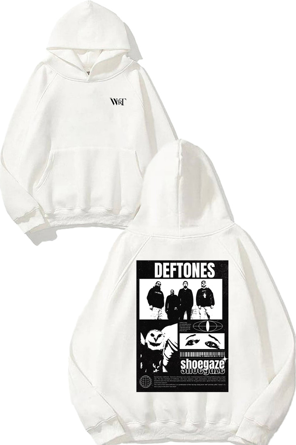 THEWERT Deftones 4 Design Back Printed White Hooded Sweatshirt
