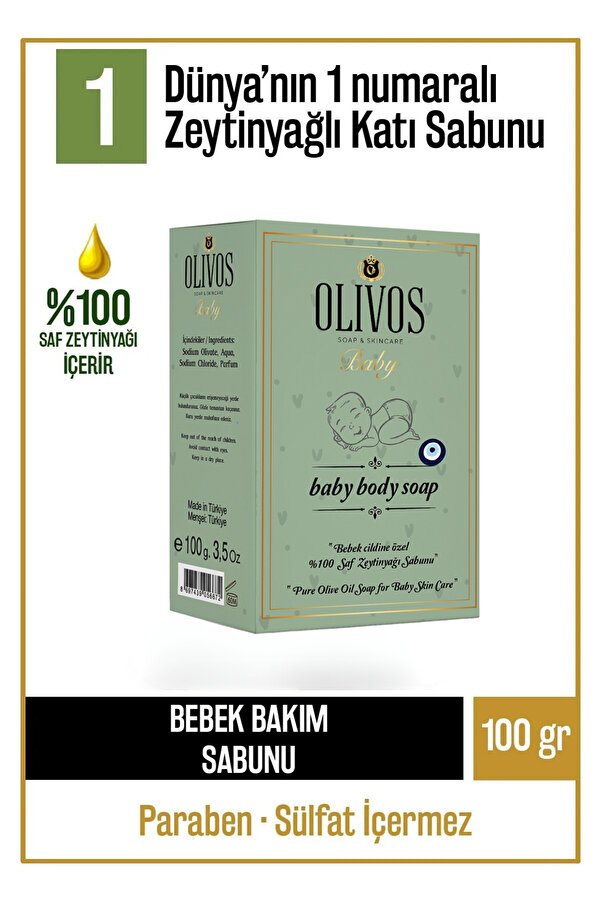Olivos Doğal Baby Body Zeytinyağlı Bebek Cilt Bakım Temizlik Sabunu Zeytinyağı Sabunu 100 gr
