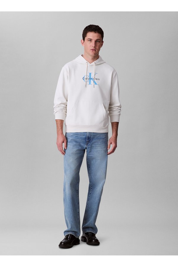 Calvin Klein Jeans Hooded Collar Off-White Men's Sweatshirt Lv04Rc282Gyas Ls Eu Monologo 350Ter