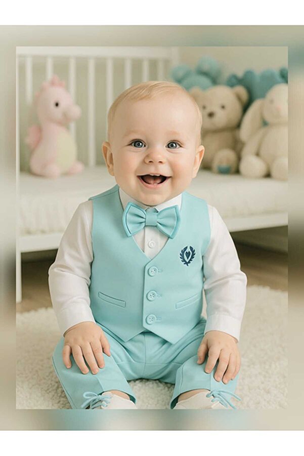 Calide Baby&Kids Erkek Bebek Mevlüt Takımı - Papyon & Kravatlı - Özel Gün Kıyafeti - 7'li Set