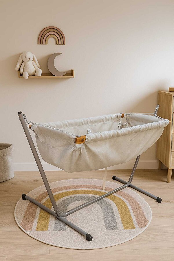 PAŞA HAMAK Portatif Çantalı 0-7 Model Bebek Hamağı, Bebek Beşiği ( Gri ) ( Büyük Boy )