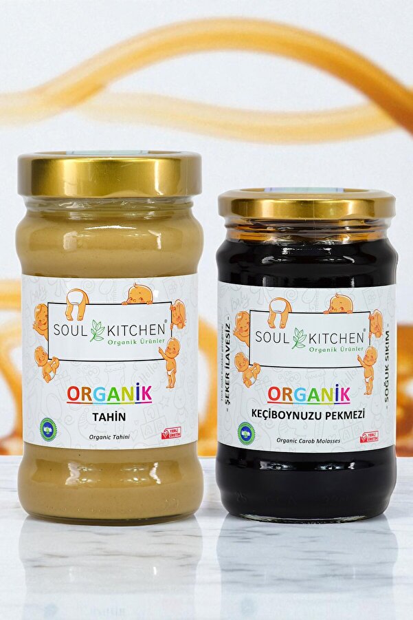 Soul Kitchen Organik Ürünler Organik Sertifikalı Tahin ve Keçiboynuzu Pekmezi Soğuk Sıkım Şeker İlavesiz Avantaj Set