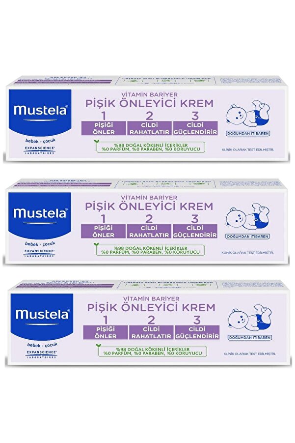 Mustela Vitamin Barrier 1-2-3 Pişik Kremi 100 ml 3 ADET