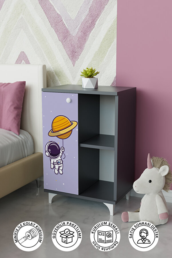 Hediyeler Kapında 2 Raflı tek kapak Tiny astronaut Çocuk Odası Çok Amaçlı Dolabı
