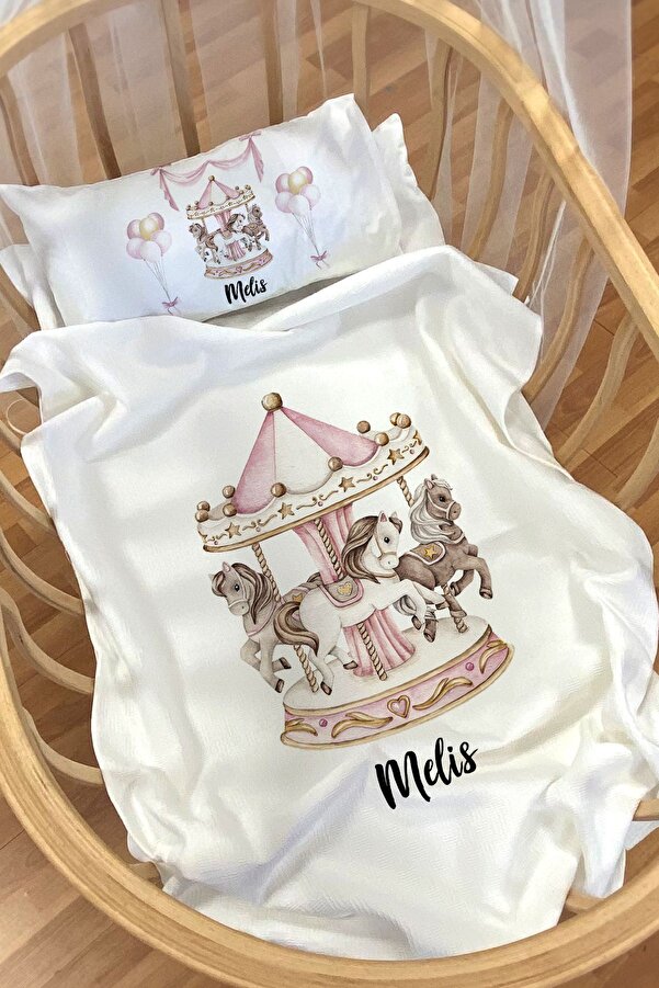 Homamia Isme Özel Pike Seti 70x120 Anne Yanı Ve Park Yatak Atlıkarınca Pembe