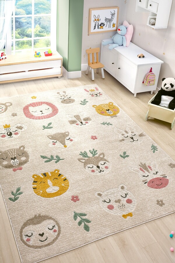 Eliz Home Yumuşak Dokuma Halı Sevimli Dostlar Leke Tutmaz Bebek Odası Çocuk Odası Genç Odası Halısı HAYVANLAR
