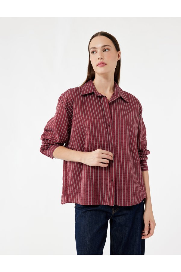 Koton Regular Fit Modal Fabric Long Sleeve Buttoned Striped Shirt