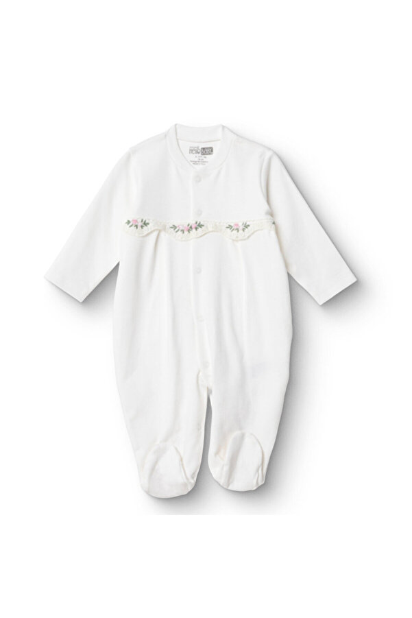 ebebek Hello Baby HelloBaby Kız Bebek Yenidoğan Patikli Tulum Çıtçıtlı İnterlok Bisiklet Yaka Uzun Kol