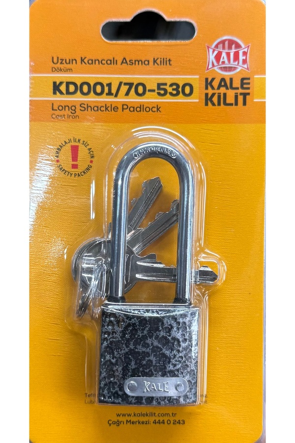 KALE KD001/70-530 model Döküm Asma Kilit (30 mm, Uzun Kanca)