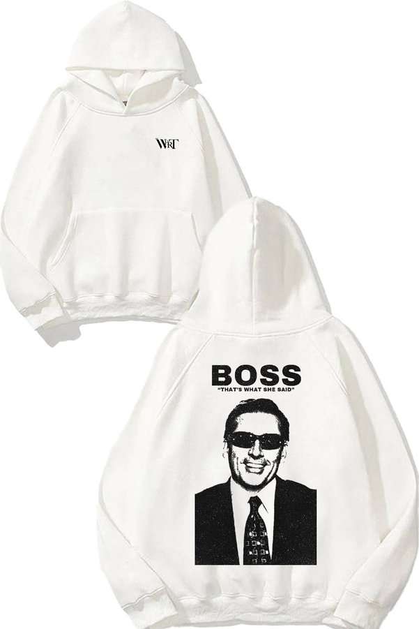 THEWERT The Office 4 Design Back Printed White Hooded Sweatshirt