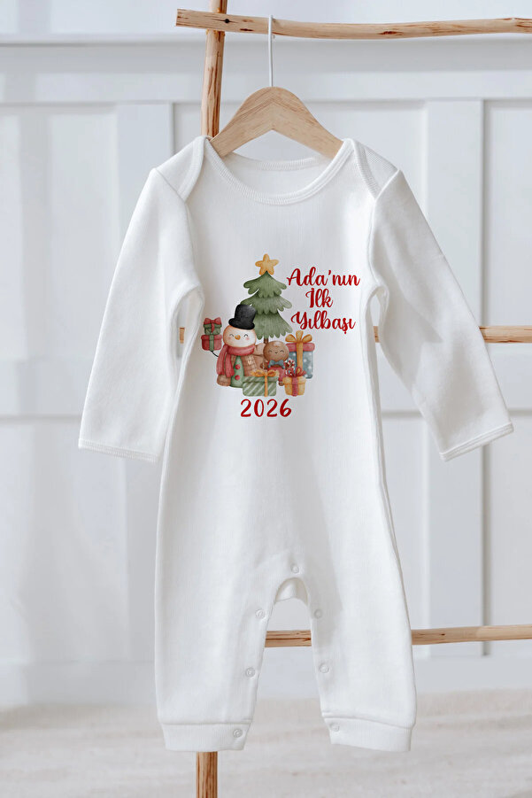 Lilabio %100 Pamuk Isme Özel Uzun Kollu Yılbaşı Temalı Bebek Tulum