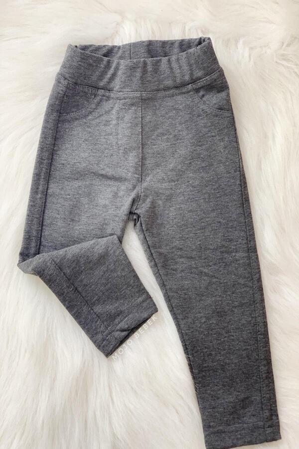 Genel Markalar Kız Bebek 1-5 Yaş Penye Uzun Tayt 3157 Füme