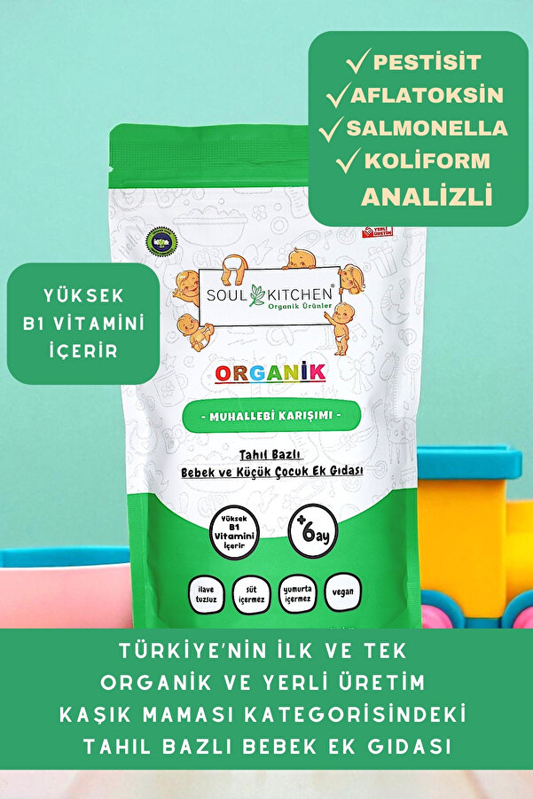 Soul Kitchen Organik Ürünler Organik Sertifikalı Bebek Muhallebisi B1 Vitaminli Kaşık Maması Ek Gıda 250 g