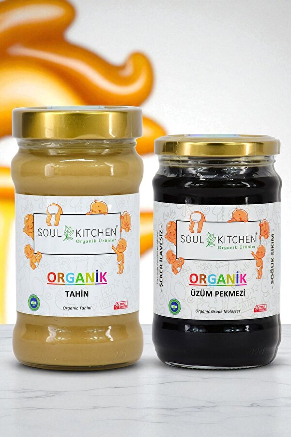 Soul Kitchen Organik Ürünler Organik Sertifikalı Tahin ve Üzüm Pekmezi Soğuk Sıkım Şeker İlavesiz Avantaj Set