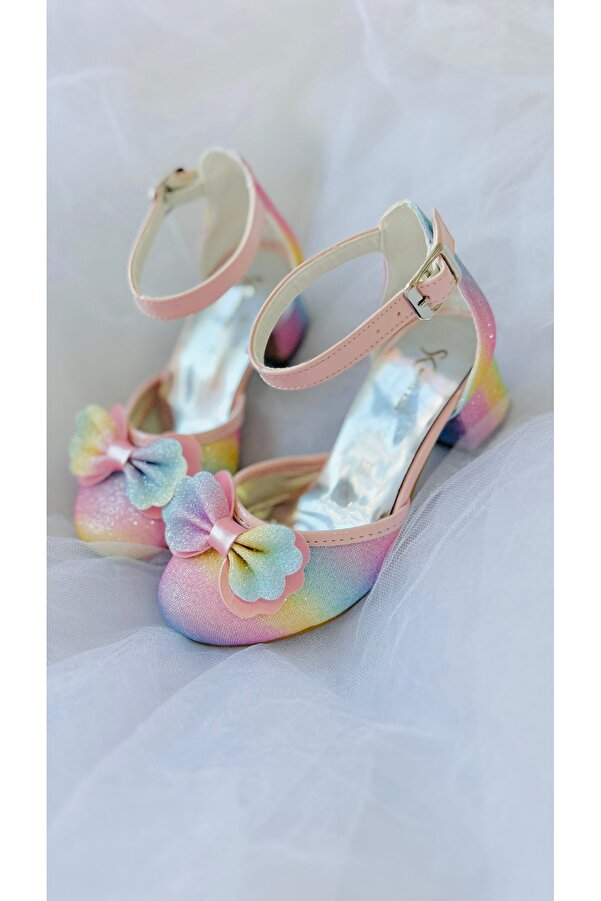 PATİK BEBE Gökkuşağı Kız Çoçuk Prenses Topuklu Ayakkabı