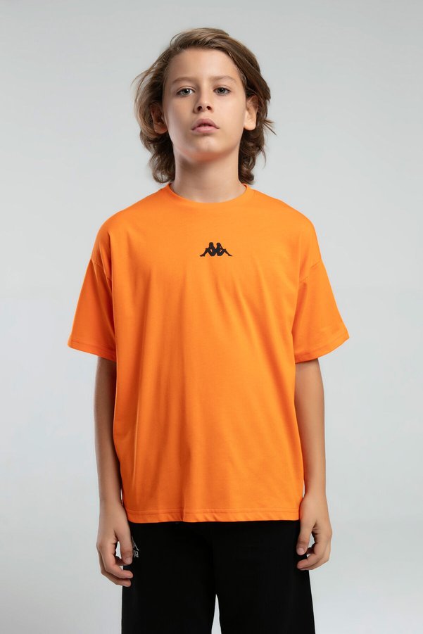 Kappa Boy's Crew Neck Pigment Printed Summer Regular Fit Orange T-Shirt 38257Pw-C-V2
