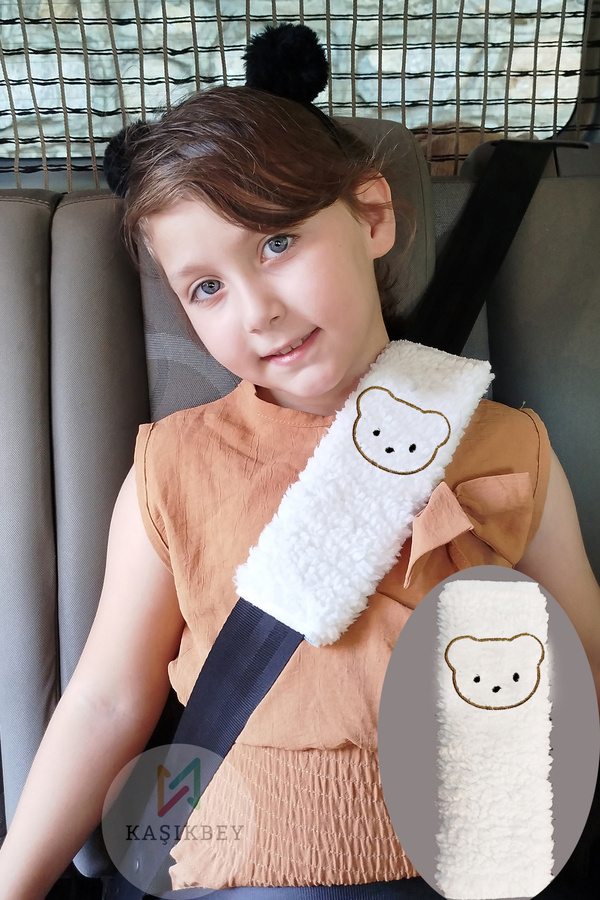 Leiste Peluş Ayıcıklı Araba Boyun Emniyet Kemer Kılıfı ve Çocuk Emniyet Kemeri Kılıfı