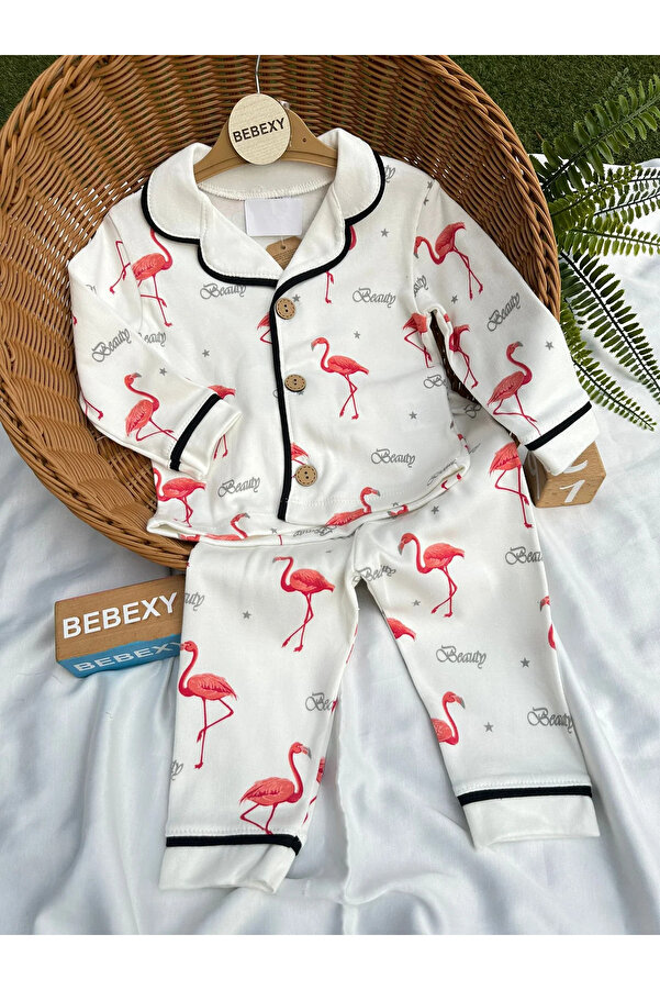 BEBEXY BUTİK Flamingo Baskılı Pijama Takımı Kırmızı