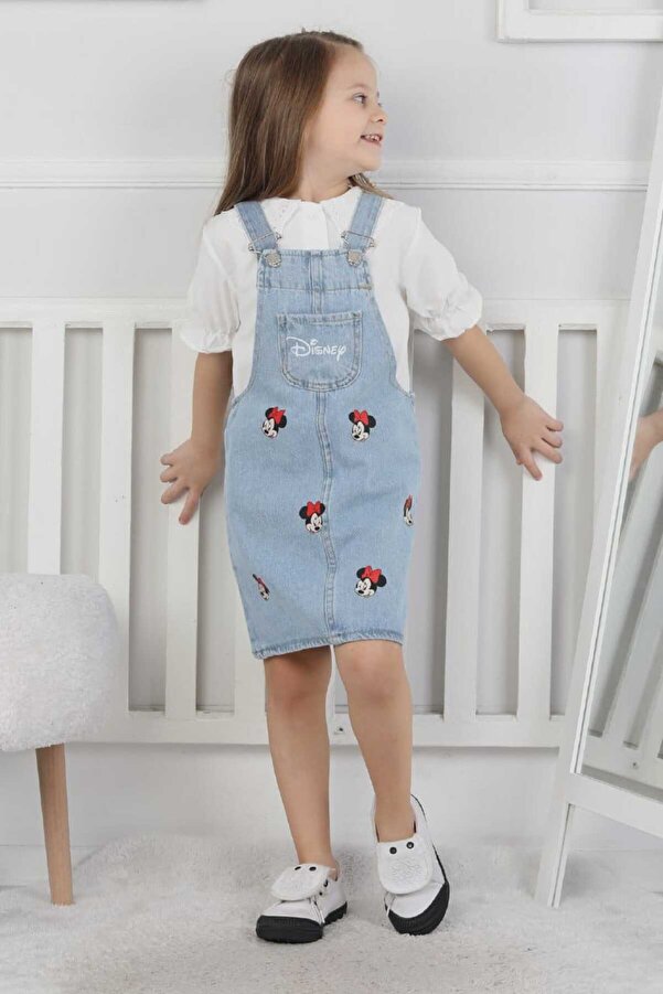 CC Design Mickey Mouse Desenli Çocuk Kot Jile Elbise