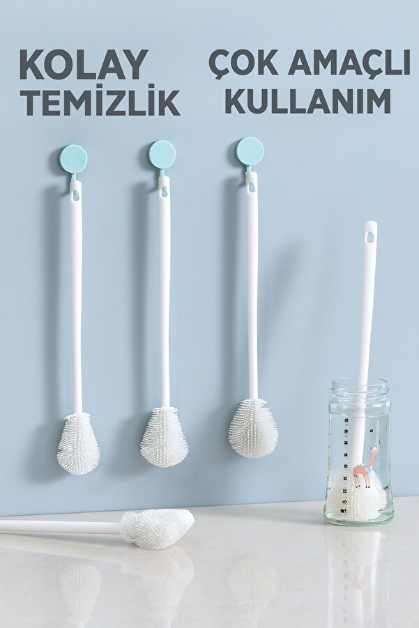 poswicon Emzik Temizleme Fırçası Cam Şişeler Beyaz Mutfak Temizleme Araçları Silikon Bardak Fırçası Biberon