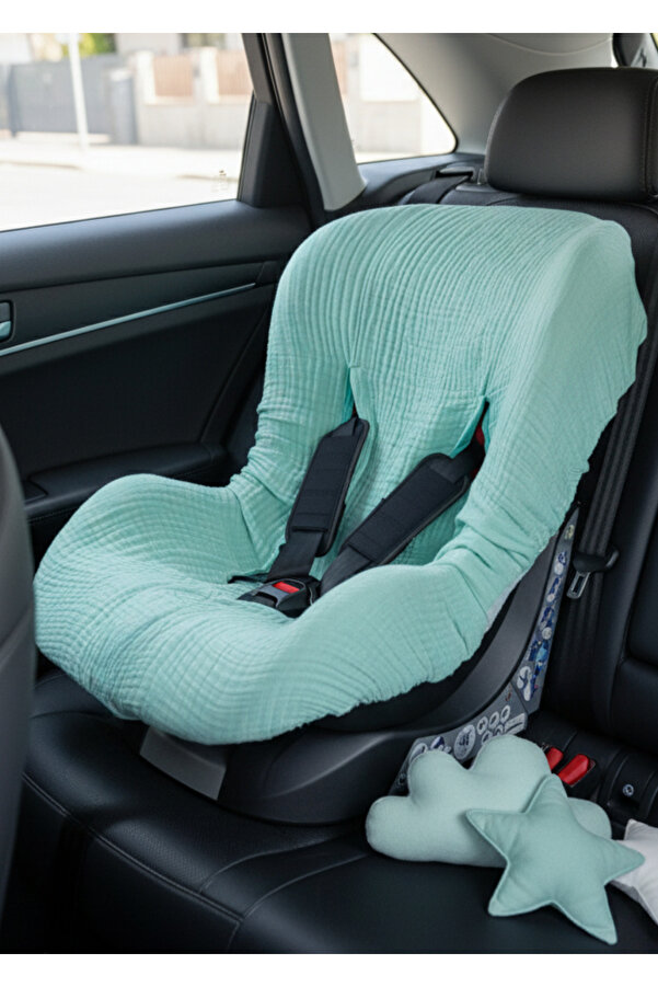 Joyous Mom Kids 4 Katlı Müslin Bebek Oto Koltuk Kılıfı Lastikli %100 Pamuk Organik Oto Koltuk Kılıfı